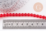 Perles jade naturel rouge 6mm, x1 fil de 40cm (G1783)