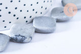 Perles jaspe gris losange, des perles en jaspe gris naturelle,18x21mm, x5 perles (G8382)