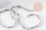 Perles jaspe sésame blanc, jaspe bleuté,pierre naturelle,perle facettée,perles pierre,jaspe naturel, le fil de 90,4mm, x1 (G1641)