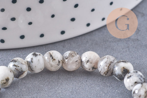 Perles jaspe sésame zébré,jaspe gris,perle zebra ovale,perles pierres, jaspe naturel,6mm, x1 fil de 60 perles (G3822)