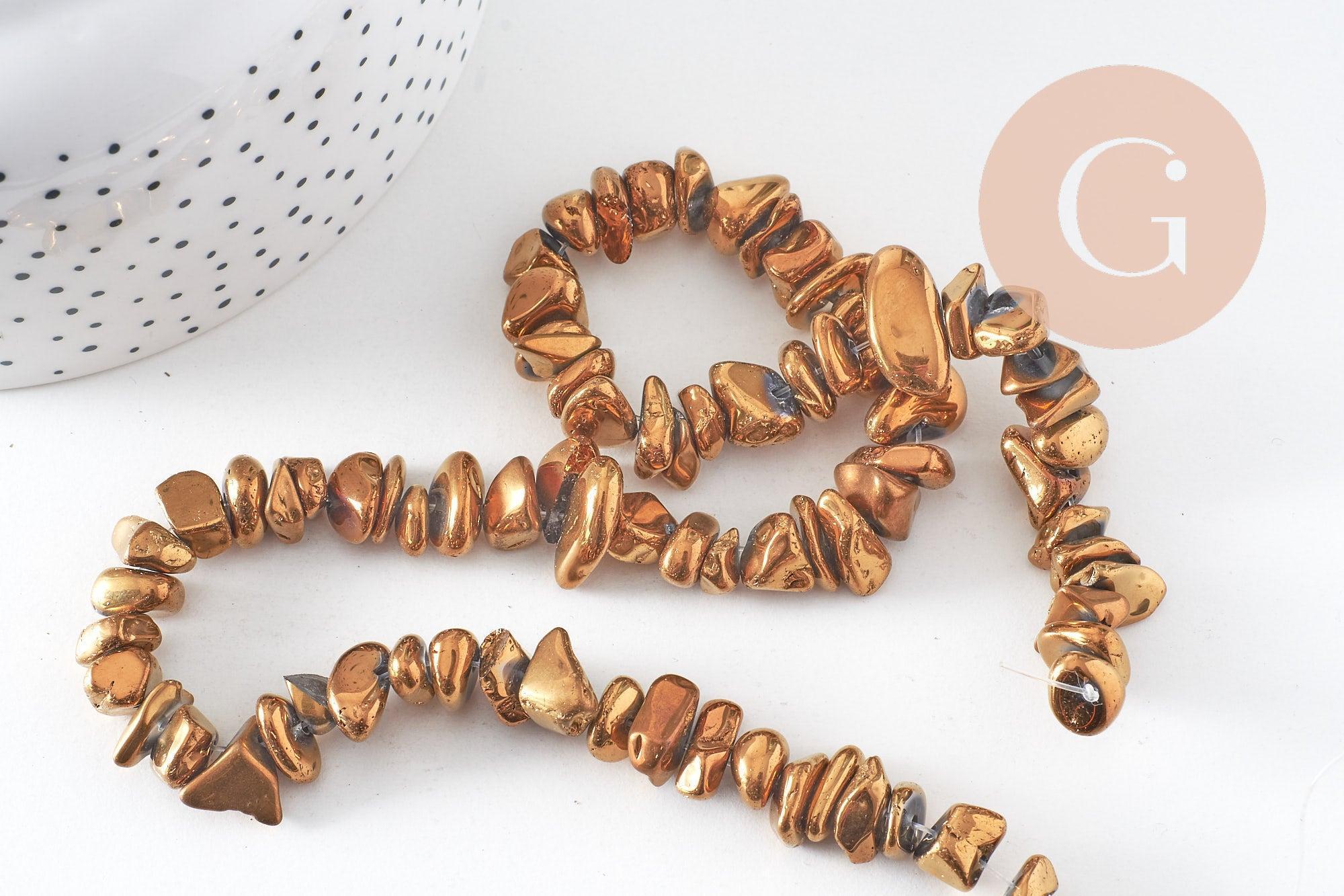 Perles nuggets quartz naturel doré 10-23mm,x1 fil de 37cm (G2411)