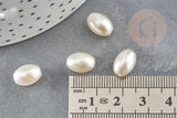 Perles ovale acrylique imitation perle eau douce beige 11mm, x5 (G9287)