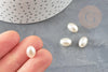 Perles ovale acrylique imitation perle eau douce beige 11mm, x5 (G9287)