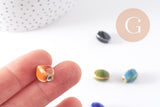 Perles ovales porcelaine multicolore antique 12-14mm, x10 (G10322)