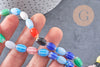 Perles ovales verre millefiori artisanal 12mm, x1 fil de 38cm (G10812)