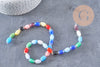 Perles ovales verre millefiori artisanal 12mm, x1 fil de 38cm (G10812)