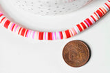 Perles polymère teintes roses heishi 6mm, Perles plastique, perle heishi,perle disque, fourniture créative,6mm,le fil de 320 perles G4207