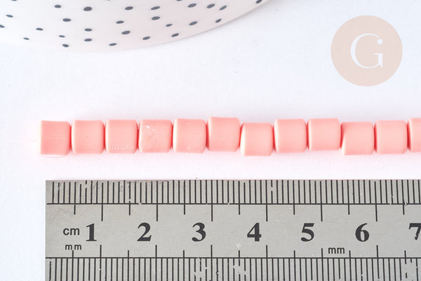 Perles polymère tube rose 5-7x6mm, fabrication bijoux heishi plastique,le fil de 40cm G7195