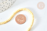 Perles porcelaine abacus jaune pastel 4x3mm, fil de 38cm, x1 (G7809)