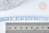 Perles porcelaine heishi bleu clair 6x3~4 mm, bijoux céramique, fil de 48cm, x1 (G7440)