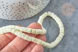 Perles porcelaine heishi jaune clair 6x3~4 mm, bijoux céramique, fil de 48cm, x1 (G7535)