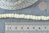 Perles porcelaine heishi jaune clair 6x3~4 mm, bijoux céramique, fil de 48cm, x1 (G7535)