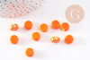 Perles porcelaine orange, perle céramique,perle disque, céramique orange,10mm, x10 (G4729)