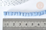 Perles porcelaine plate heishi bleu 6x3~4 mm,fabrication bijoux céramique, fil de 45cm, x1 (G7207)