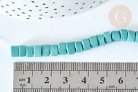 Perles porcelaine plate ronde bleu ciel heishi 6x3~4 mm, fil de 45cm, x1 (G7206)