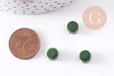 Perles porcelaine vert foncé, perle porcelaine,perle disque, céramique verte,8mm, x10 (G4730)