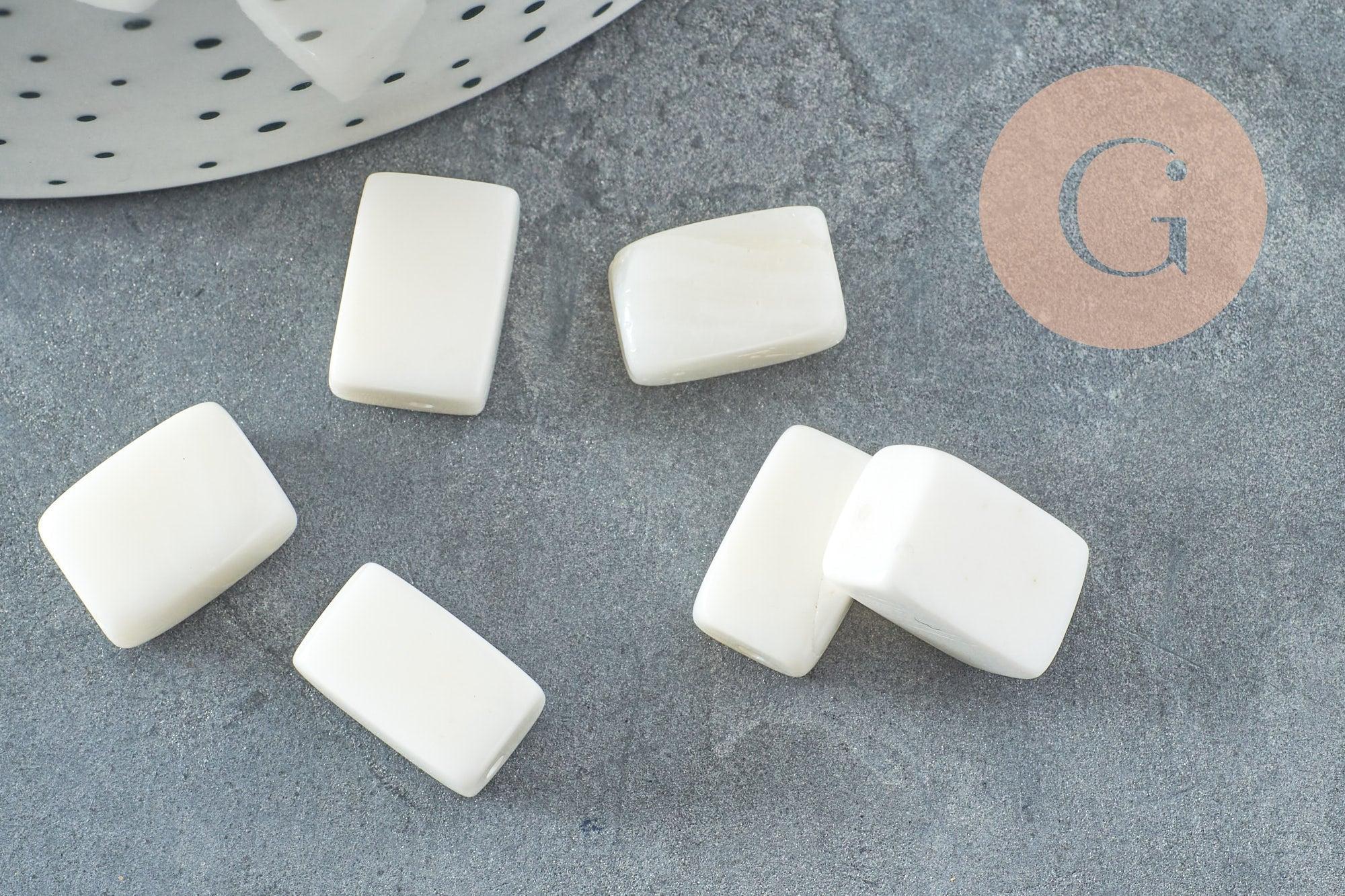 Perles rectangle coquillage beige nacre naturelle, x 20gr (G1059)