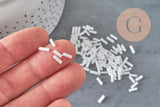 White Tube Seed Beads 6mm, White Beads, White Seed Beads, 6mm x 2mm, x 5gr G0285