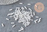 White Tube Seed Beads 6mm, White Beads, White Seed Beads, 6mm x 2mm, x 5gr G0285