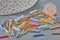 Seed beads Multicolored tube 15x2mm, metallic multicolor glass bead, long tube bead, x 10gr G0663