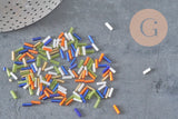 Perles rocaille Tube multicolore, perles rocaille multicolores,perles métallisées ,6mm x 2mm, x 5gr G0283