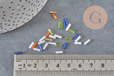 Perles rocaille Tube multicolore, perles rocaille multicolores,perles métallisées ,6mm x 2mm, x 5gr G0283
