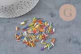 Perles rocaille Tube multicolore,perles rocaille multicolores, perles métallisées multicolores,6mm x 2mm, x 5 gr G7159