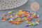 Multicolored Tube Seed Beads, Multicolored Seed Beads, Multicolored Metallic Beads, 6mm x 2mm, x 5 gr G7159