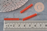 Perles rocaille Tube, perles rocaille orange,verre orange, long tube,perle tube orange, 28mm, x 10grG4392