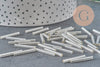 Seed beads Tube glass metallic silver 20mm x 2.5mm, long tube, silver beads, x 10gr G1163