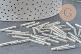 Seed beads Tube glass metallic silver 20mm x 2.5mm, long tube, silver beads, x 10gr G1163