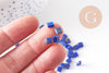 Perles rocaille carré verre rectangle bleu, perle carré création bracelet, perle tila,4.5mm,2 trous, x50 (G5476)