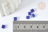 Perles rocaille carré verre rectangle bleu roi opaque,création bracelet, perle tila,4.5mm,2 trous, x50 (4.8GR) (G7488)
