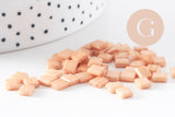 Perles rocaille carré verre rectangle orange clair,création bracelet, perle tila,4.5mm,2 trous, x50 (4.8GR) (G7490)