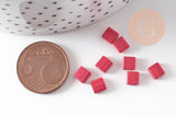 Perles rocaille carré verre rectangle rose façon tila 4.5mm 2 trous, x50 (G7485)