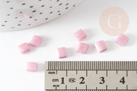 Perles rocaille carré verre rectangle rose nacré façon tila 2 trous 4.5mm, x50 (4.8GR) (G7750)