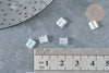 Perles rocaille carré verre rectangle transparent irisé, création bracelet, perle tila,4.5mm,2 trous, x50 (4.8GR) (G7487)