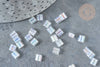 Perles rocaille carré verre rectangle transparent irisé, création bracelet, perle tila,4.5mm,2 trous, x50 (4.8GR) (G7487)