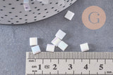 Perles rocaille verre rectangle blanc irisé 5mm, perle carré création bracelet, perle tila,4.5mm,2 trous, x50 (4.8 GR) (G4454)