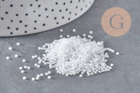 Perles rocailles Miyuki blanc nacré, Perles de rocaille japonaise White Lined Crystal ,perle rocaille perlage,15/0, 1.5mm, Sachet 10g (G3954)