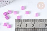 Perles rocailles carrées en verre rose lila 4.5mm 2 trous x 50 (G7484)