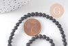 Perles ronde lave noire naturelle 4mm, x1 fil de 37cm (G1841)