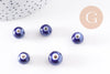 Perles ronde porcelaine bleu irisé,perle ronde bleu canard, porcelaine bleue, 1cm, x5 (G1162)