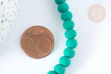 Perles ronde résine verte 7mm, fil de 40cm, x1 (G7221)