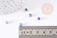Perles ronde sodalite bleu marbré naturelle 4mm, x50 (6gr) (G9080)