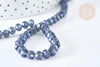 Perles rondelle verre opaque facettée gris foncé 6x5mm, DIY cristal, fil de 41cm, x1 (G8258)