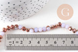 Perles rondelles cristal blanc et doré 6x5mm, fil de 38cm x1 (G10754)