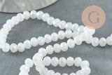 Perles rondelles cristal blanc irisé facetté 6x4mm, x1 fil de 42 cm (G6137)