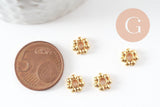 Perles rondelles fleurs laiton doré 18K 7.5mm, perles dorées intercalaire pour création bijoux x20 G9542