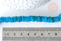 Perles rondelles heishi coquillage naturel teinté bleu 8~8,5mm, fil de 39cm x1 (G7873)